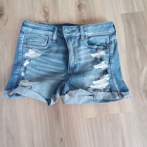 American Eagle Outfitters Light Blue Distressed Jean Shorts